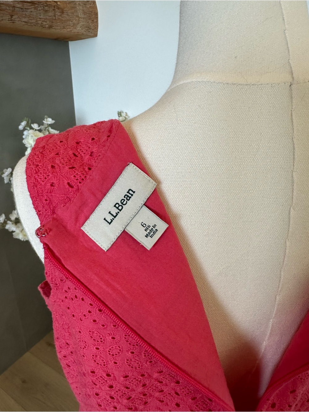 L.L. Bean Pink Eyelet Midi Dress - Picture 8 of 8